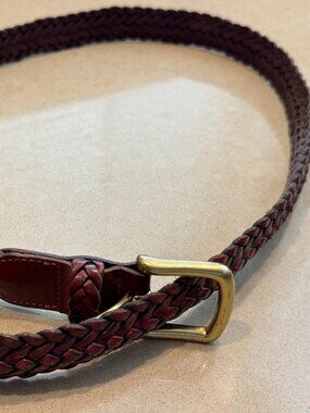 COACH Braided leather belt- medium brown -  42"